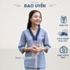 Đồ lam đi chùa nữ vải linen màu lam